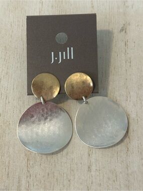 J. Jill Gold and Silver Double Disc Drop Earrings